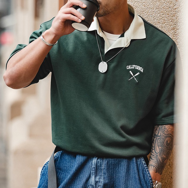 Bicolor california embroidered polo shirt 00183