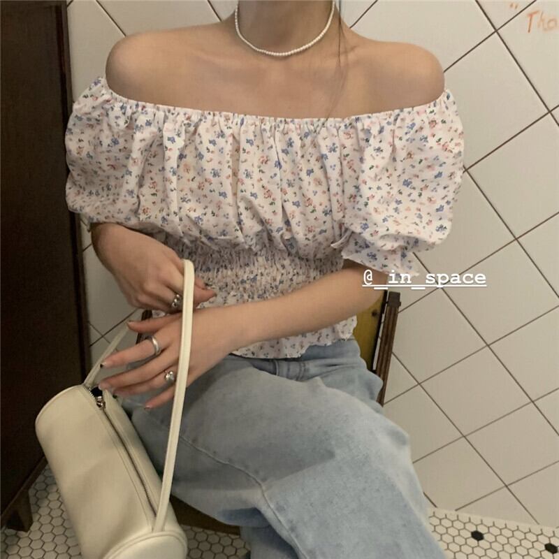 フローラルシフォンシャツ サマーショート 大人ガーリー スウィート キュート カジュアル 夏物 花柄 ブラックストロベリース69505526939