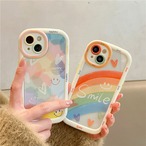 【iphone14対応】 あったか 暖色 カラー かわいい デザイン 虹 ハート チューリップ 耐衝撃 iphone 5タイプ