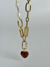 ［select charm］pearl×stone gold necklace［GSN091］