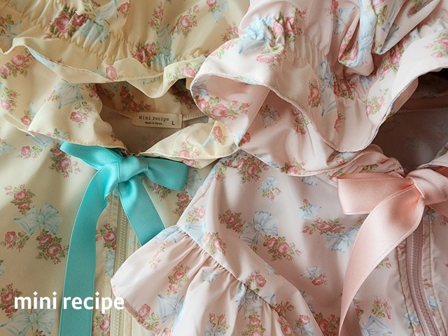 ラスト1 yellowL【即納】<minirecipe>  Floral rain coat