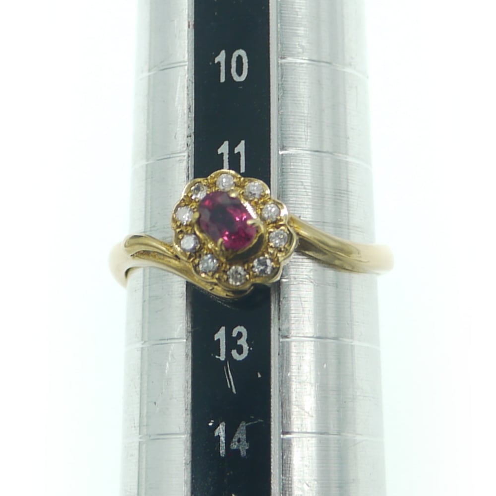 K18 ルビー ダイヤモンド デザインリング 18金 指輪 12号 Y02772 ...