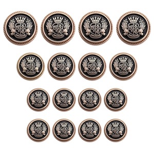【在庫処分】ブレザー ボタン 16個セット 直径15mm/20mm/25mm メタルボタン 交換 補修 学生服/スーツ/コートなど 洋服用 アクセサリー DIY 手作り (黒×ゴールド)