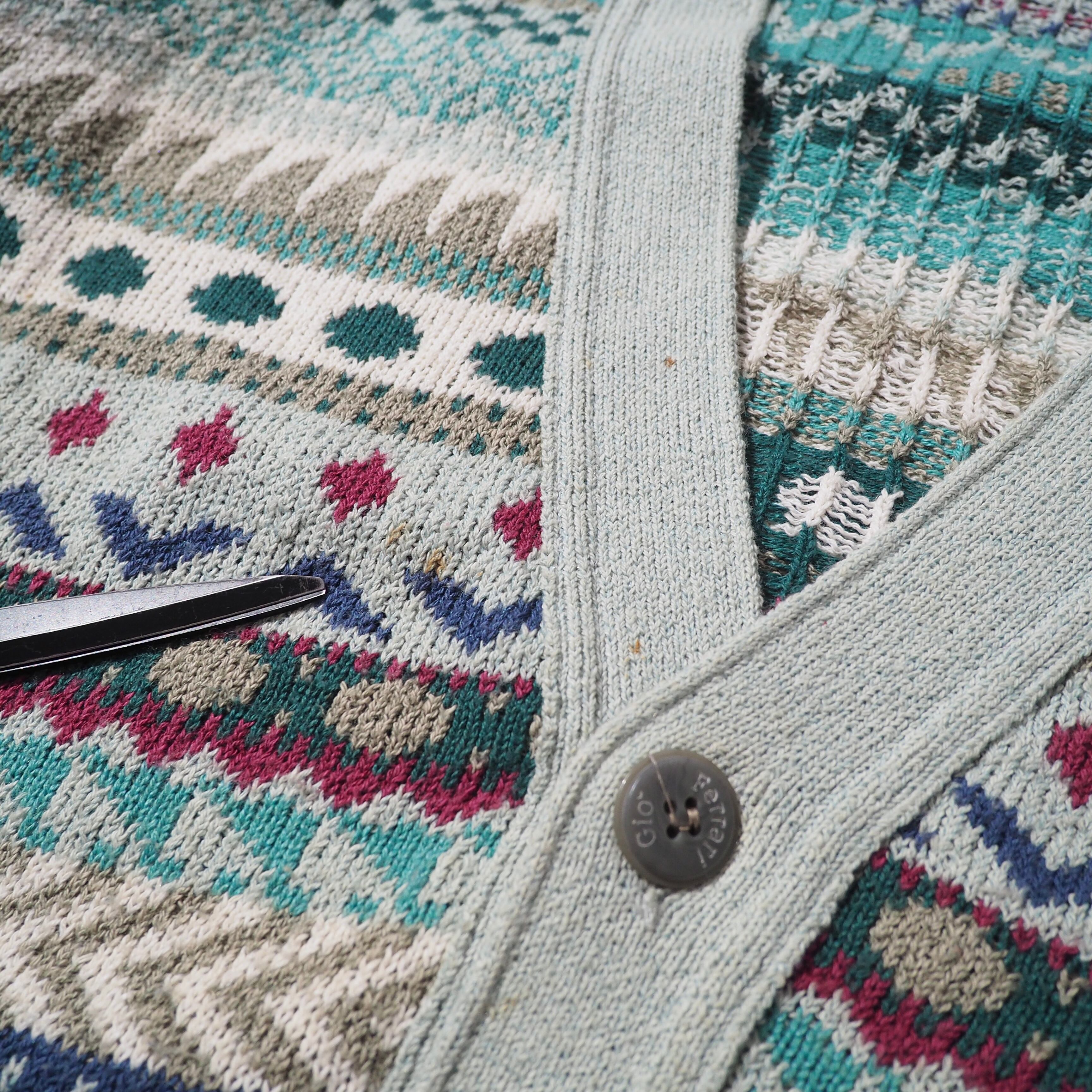 1990s " Made in Italy " Mint green Color vintage loose knit cardigan