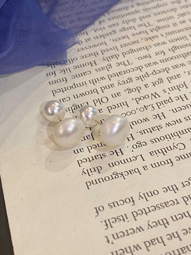 1点もの。淡水真珠2wayポストタイプピアス