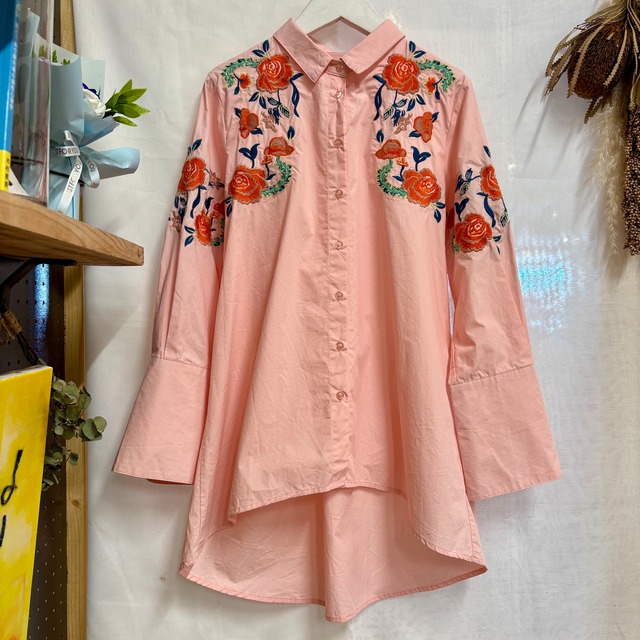 古着 刺繍入り ビッグ シャツ