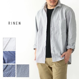 【SALE 30%OFF】RINEN[リネン] 80/2ダウンプルーフレギュラーカラーシャツ[38000] ホワイト・ストライプ・ギンガムチェック・シャンブレー・長袖・MEN'S[2021SS]【セール】