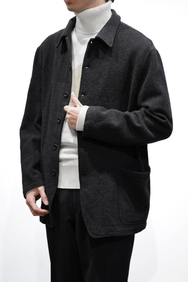 90's “VESTIMENTA” Charcoal Gray Wool-Polyester-Spandex Relaxed-Fit Patch-Pocket Jacket