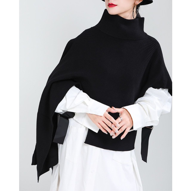 Asymmetry shawl sweater【2color】 C0380
