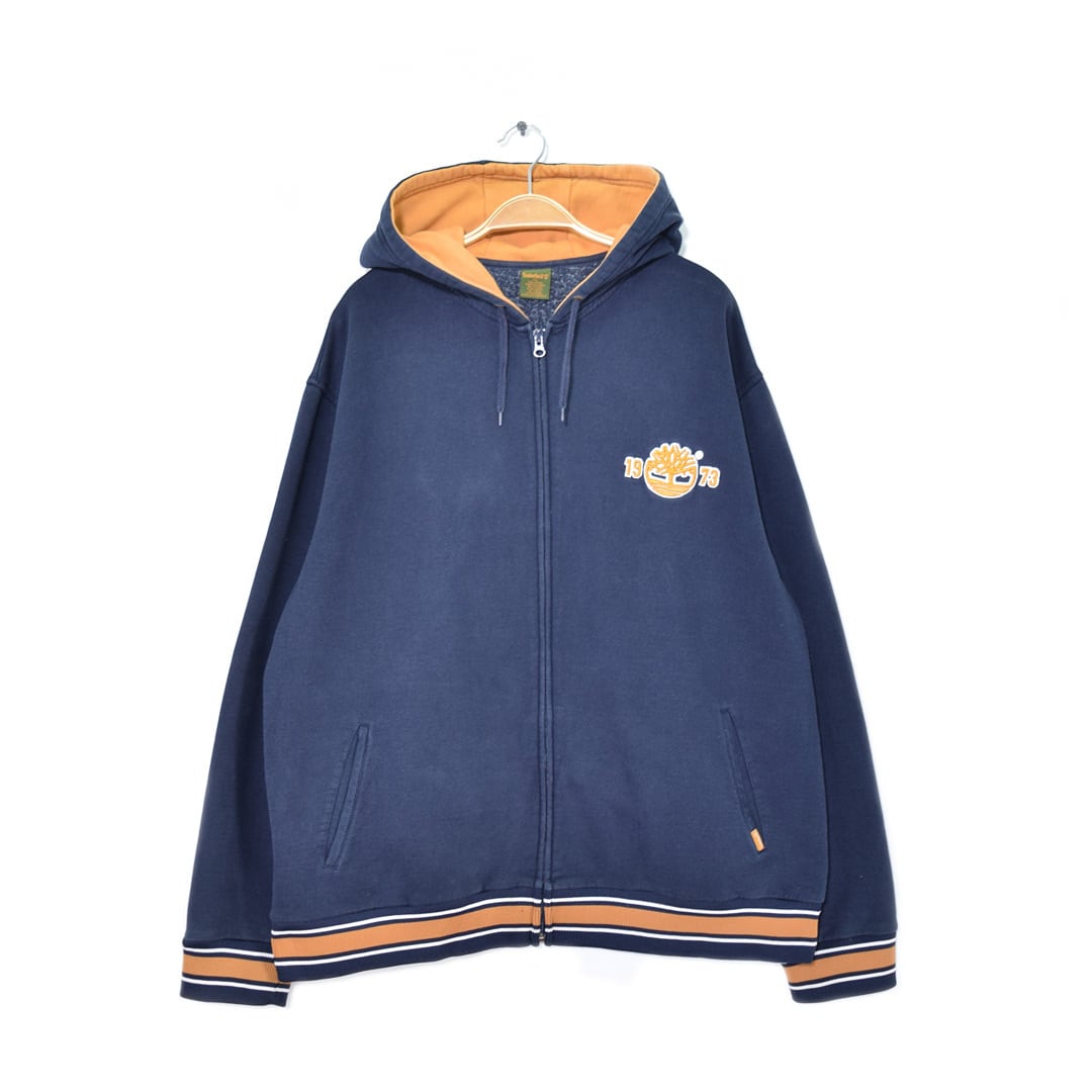 【M45】00s Timberlandナイロンジャケット刺繍希少フード付ネイビー 中古・古着通販】Timberland (ティンバーランド) ナイロンジャケット