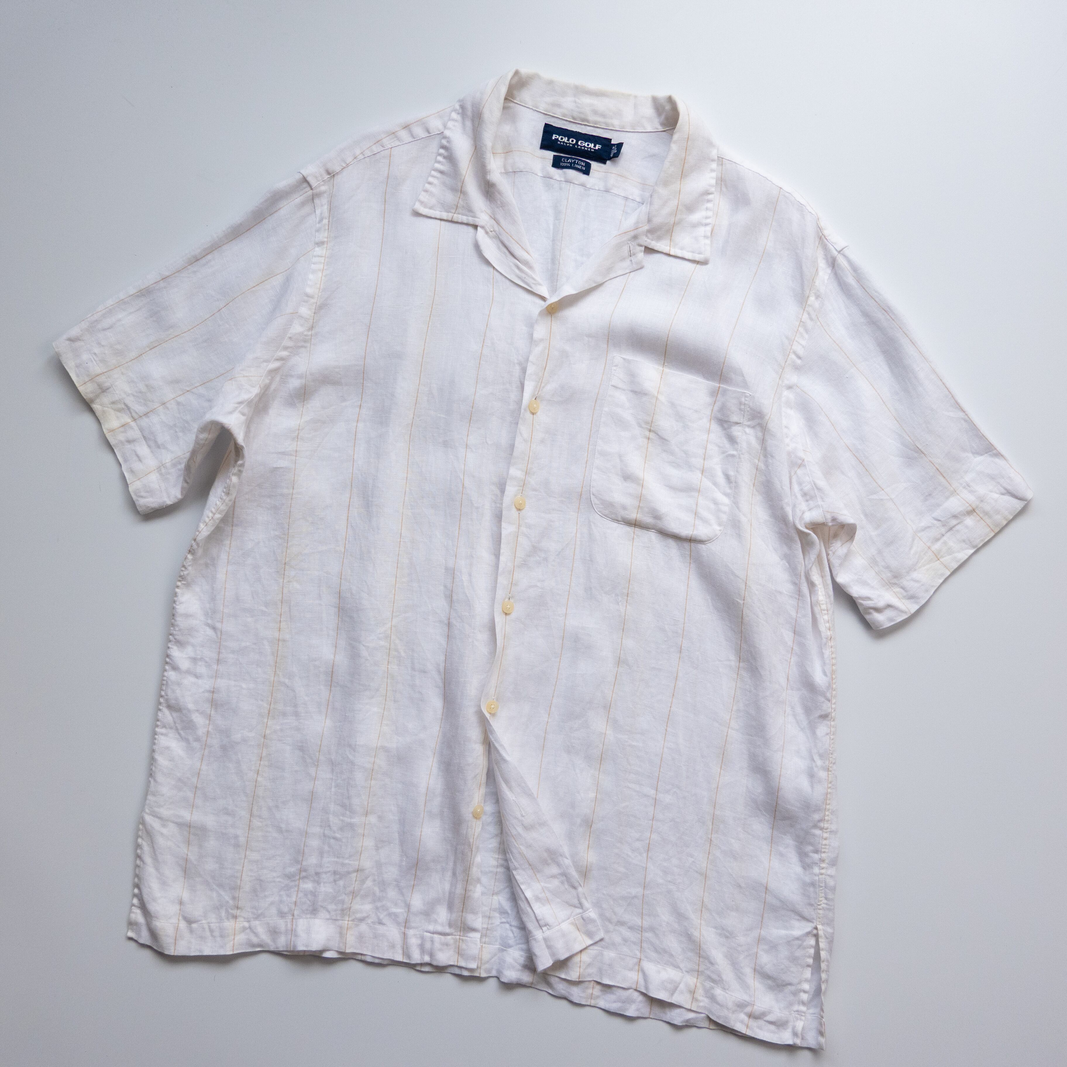 90’s POLO GOLF linen shirt CRAYTON 1990's POLO GOLF linen open collar shirt CRAYTON | Anlien