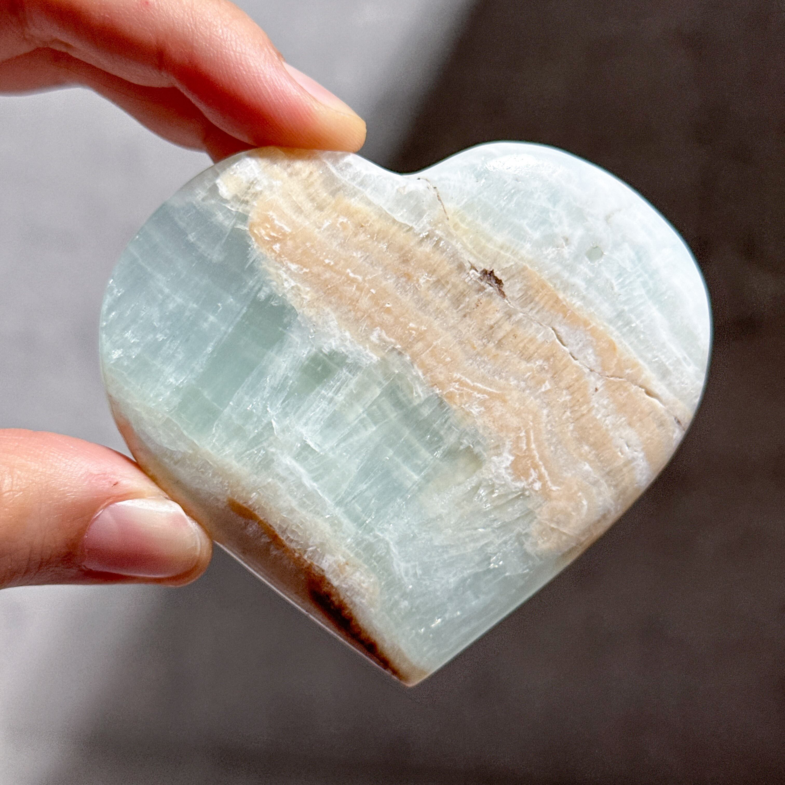 カリビアンブルーカルサイト ハート11◇Caribbian Blue Calcite