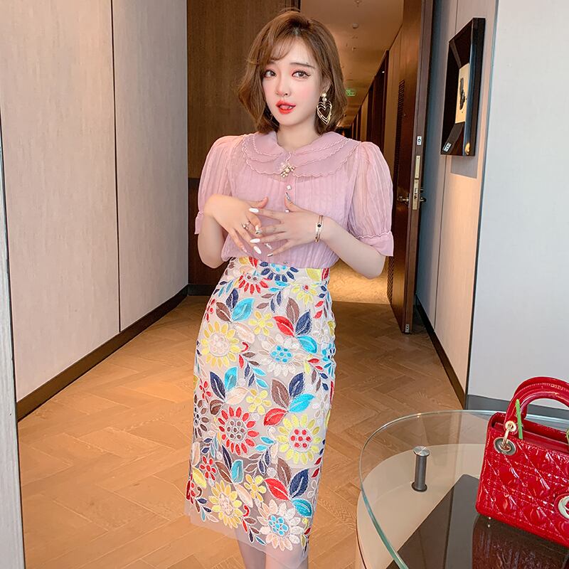 カラーストライプラインストーンボタンスリーブトップス レディースサマー 大人ガーリー スウィート キュート カジュアル 夏物 マルチレイヤー MIUCO50345187998