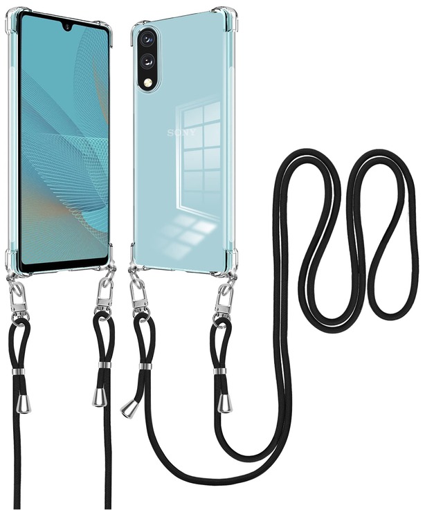 xiusiteli Xperia ACE II 用 ケース クリア ショルダー SO-41B TPU 縄掛け 薄型 軽量