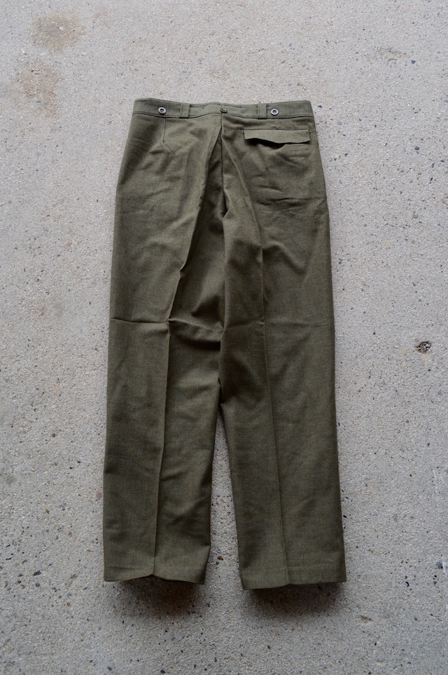 Bergian Army ABL 1968's PVBA BEGETEX社 HeavWool Gabardine Slacks Dead Stock Wool Trouser ベルギー軍 ウールスラックス ダークオリーブ