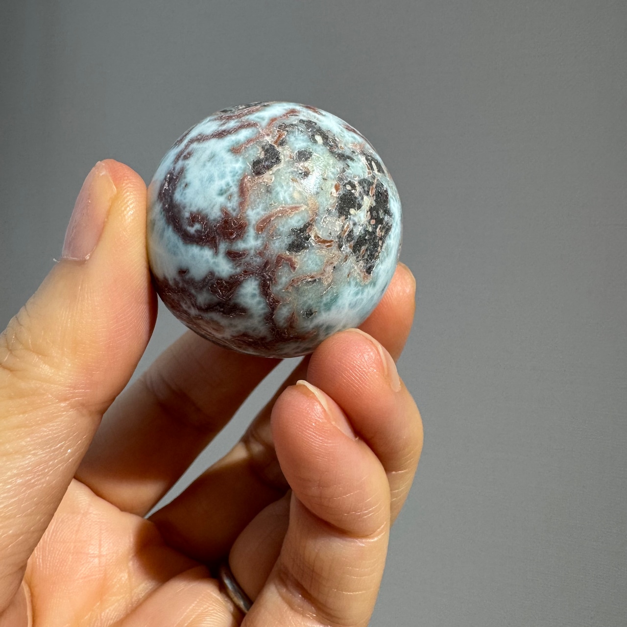 チョコレートラリマー*スフィア*250805-01*天然石*置き物*インテリアストーン