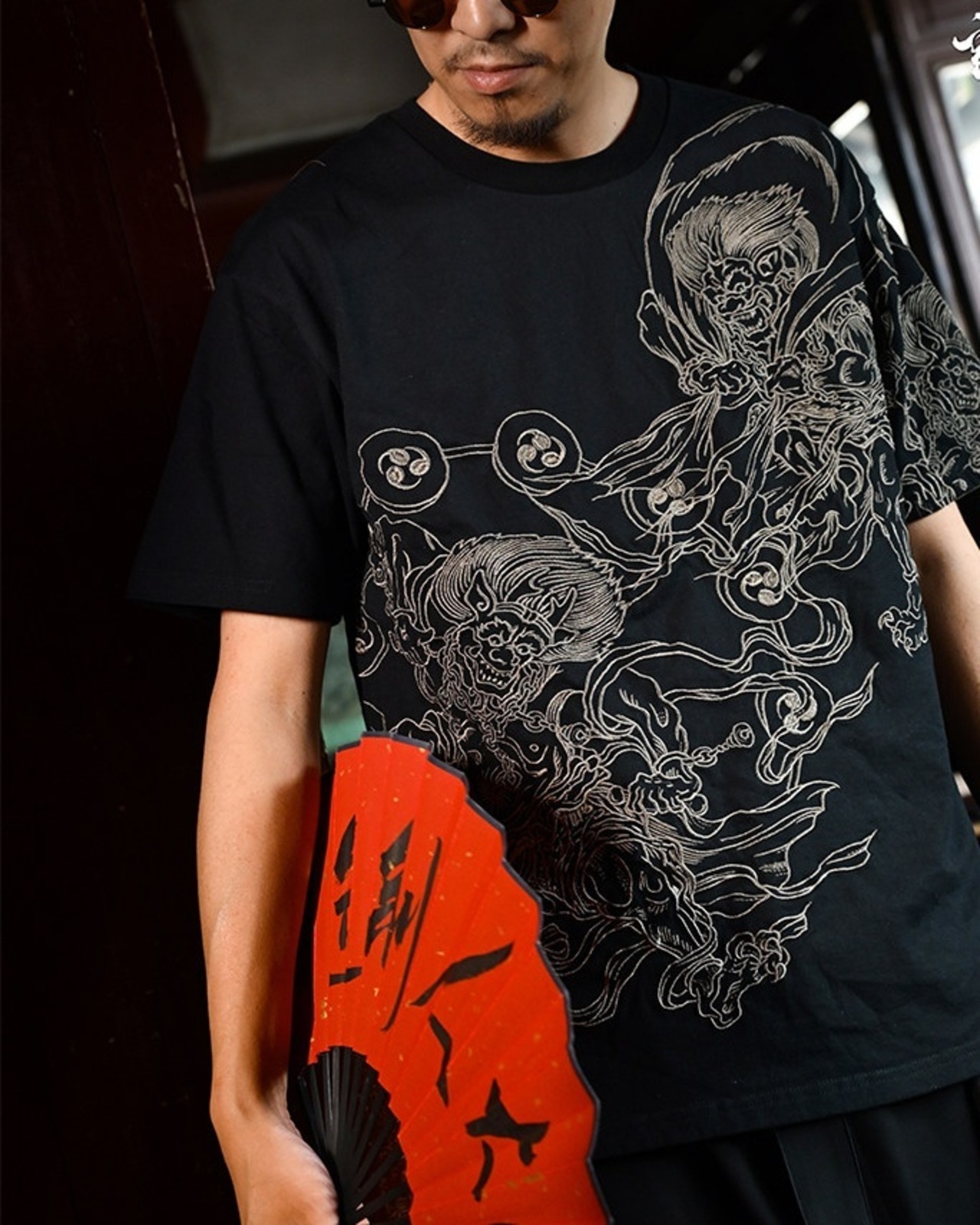 風雷神 Embroidered T-Shirt 2color【G1032】