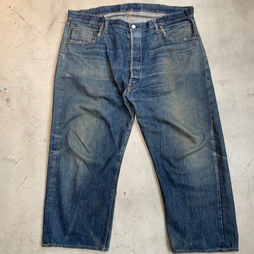 リーバイス 60s 501 BIG E 501 赤耳 足長R 不均等V イエローステッチ ストレート デニムパンツ Levi's ボタン裏2 Vステッチ メンズ  210412