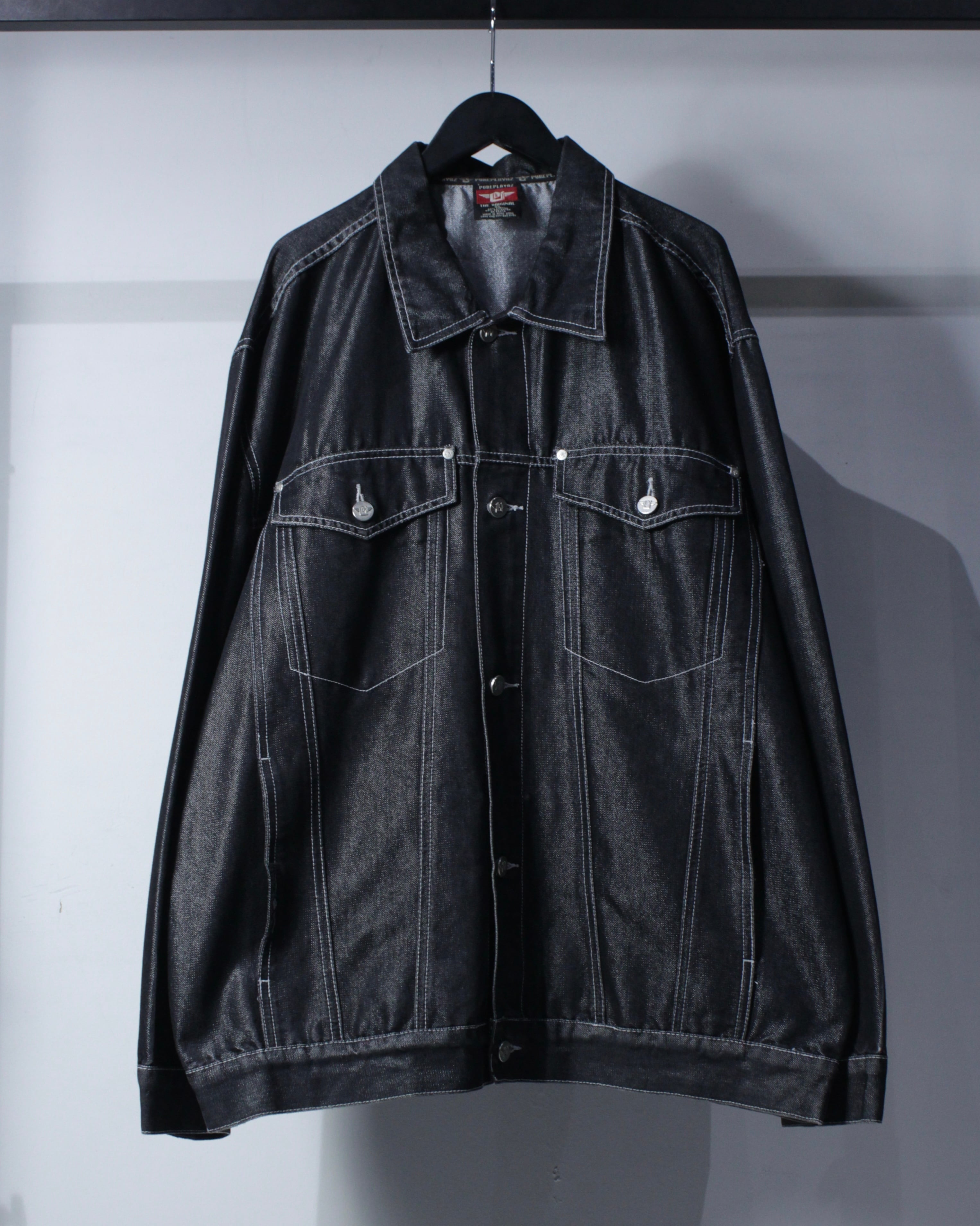 Caka BLACK】“Pure Playaz” Vintage Loose Metallic Denim Jacket