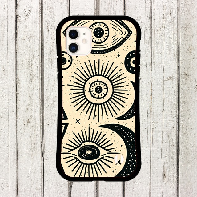 受注生産 iPhoneケース 太陽と目の白黒タリスマン｜魔除けアート TALM081B