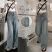 デニムパンツ レディースジーンズ ロングパンツ ハイウエスト ワイドパンツ スキニーパンツ ロングデニム 2024新作 デニムボトムス