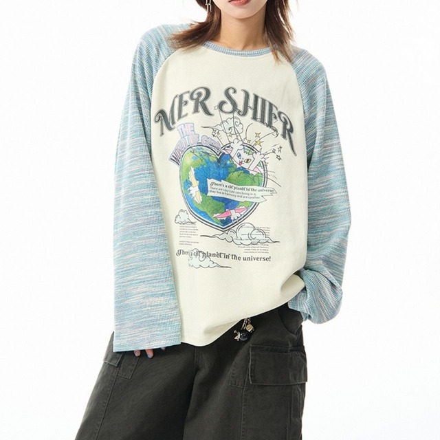 アースグラフィックラグランロンT 2col   R00844