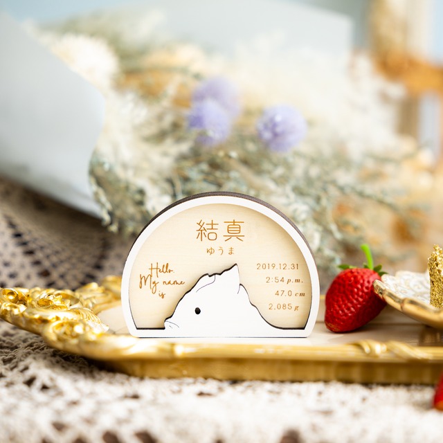 命名札・命名書⌇木製「My name is (イノシシ)」節句のお名前札にも◎￤出産祝い 記念品 干支 干支飾り 猪 亥 亥年 ニューボーンフォト just born 撮影小物