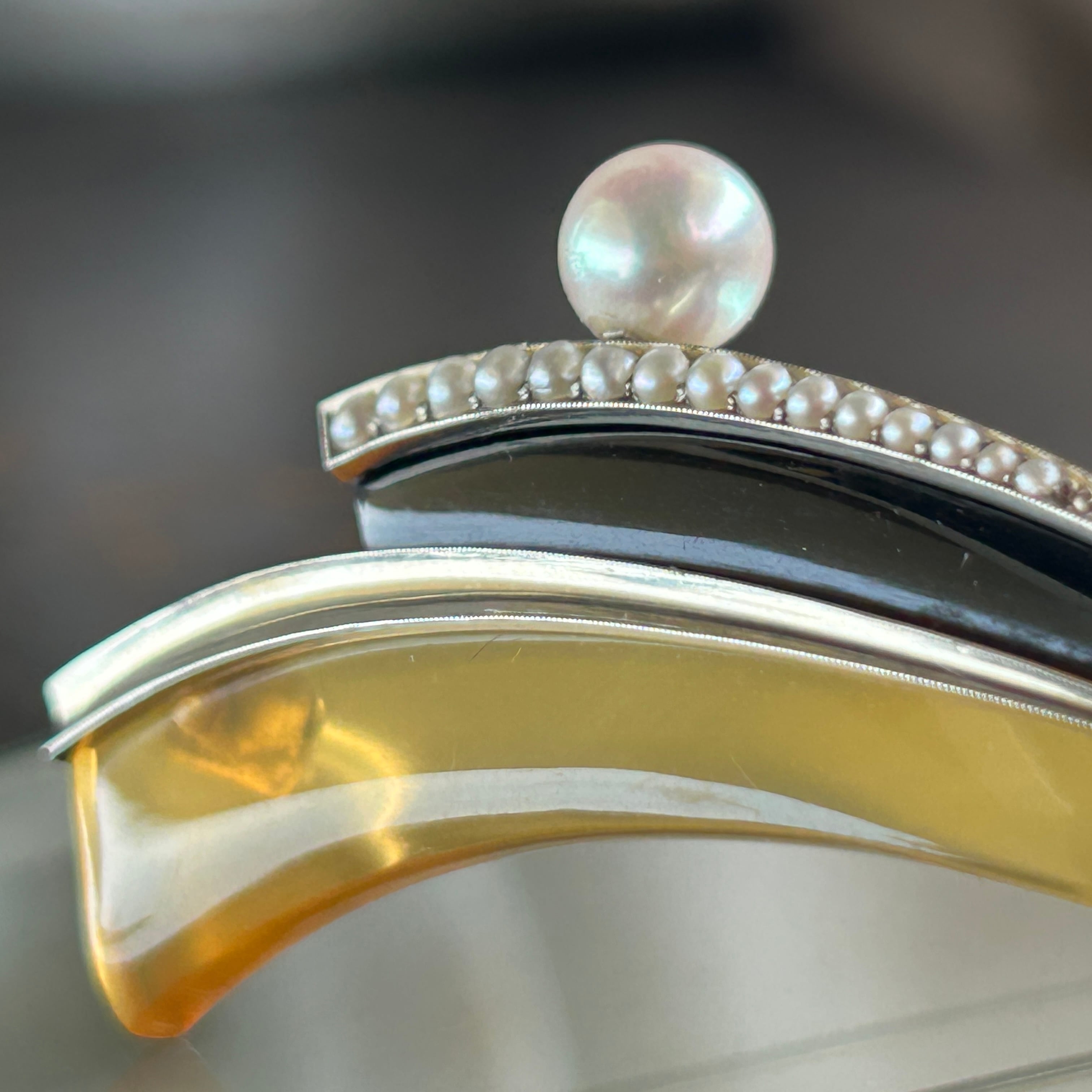 アンティーク！鼈甲に芥子パールの和デコなブローチ