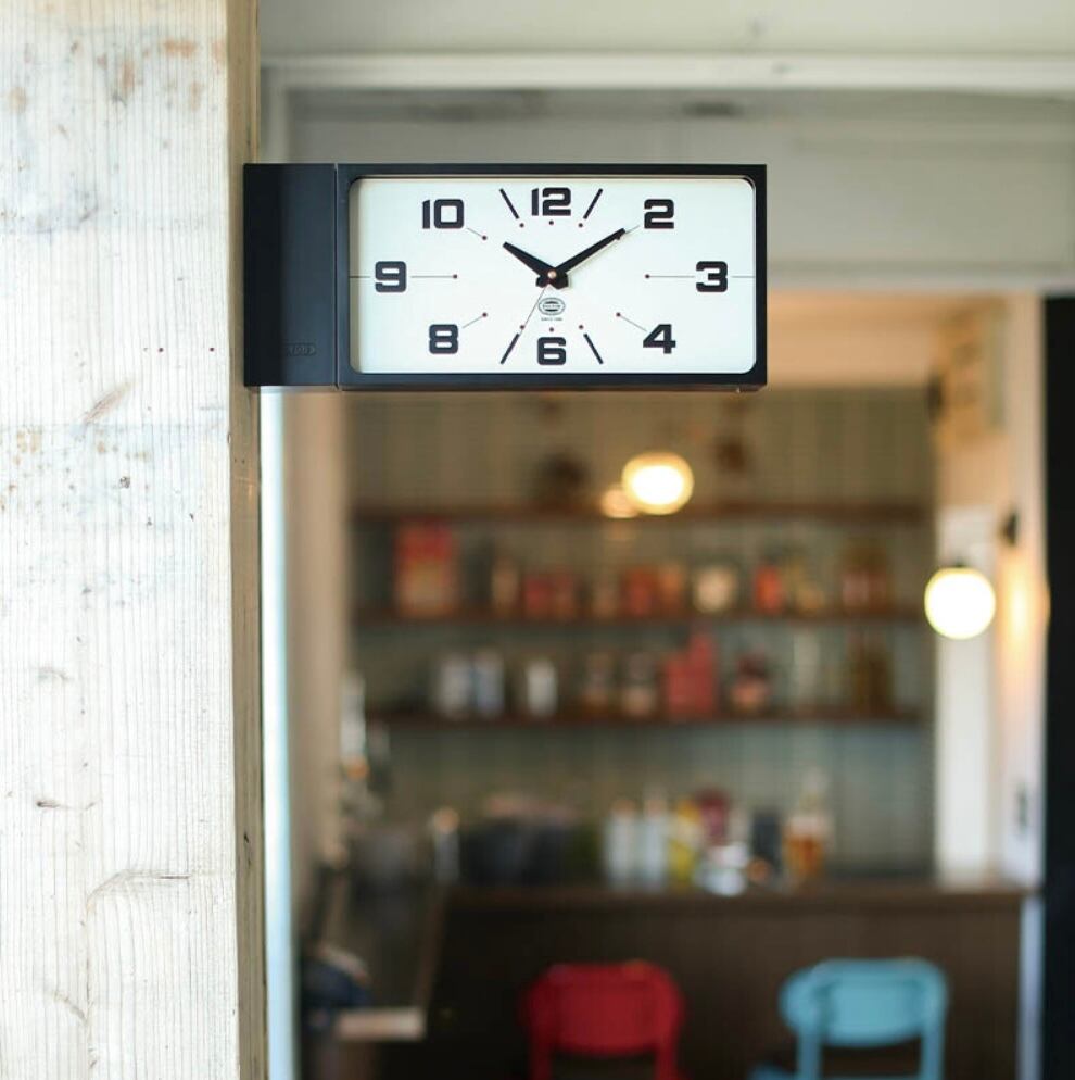 ダルトン BLACK(BLACK CLOCK WALL FACE DOUBLE | SHOP ONLINE DULTON 黒　完売品 ブラック レクタングル クロック フェイス ダブル インテリア時計