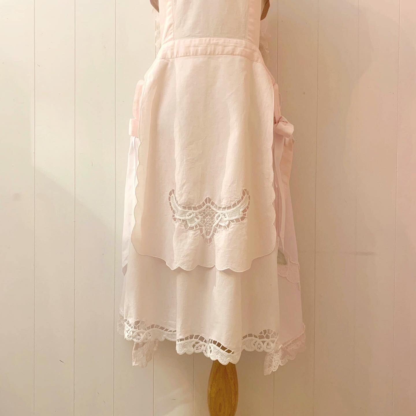 remake : sweet flower pink apron one-piece
