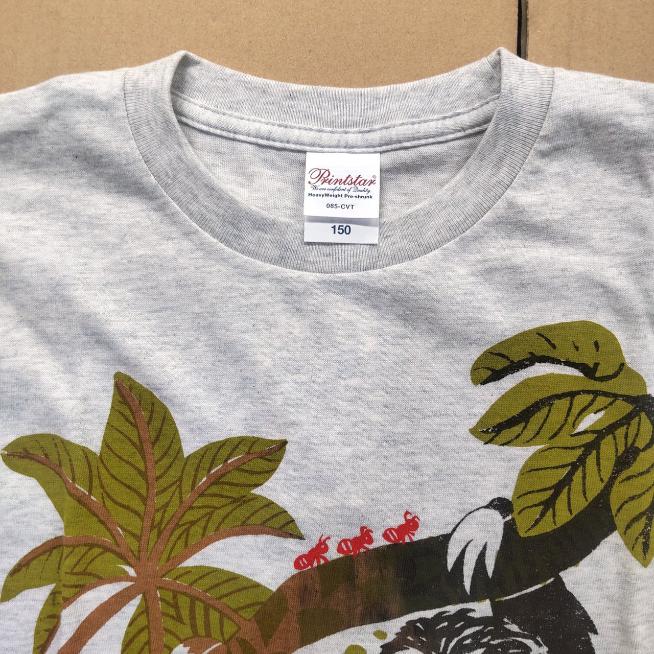 ナマケモノTeaシャツ150（顔料手刷りTシャツ） | mihanishop