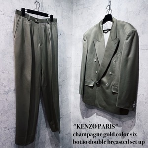 "KENZO PARIS"champagne gold color six botão double breasted set up