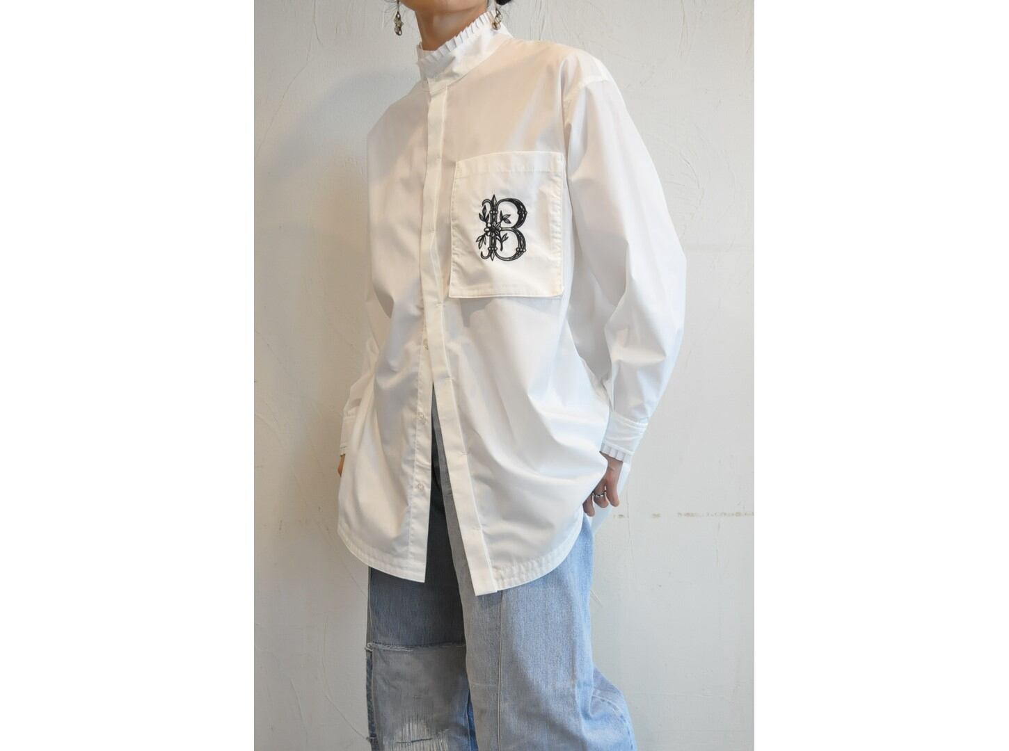 THOMAS MAGPIE ハイネックBIGシャツ ホワイト 38サイズ ＊新品 thomas magpie】high neck big shirt /【トーマスマグパイ】ハイネック