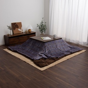 【努力特価】イケヒコ こたつ布団 上掛け カリス 約195×195cm ネイビー カジュアル チェック柄 撥水 洗える #5576149