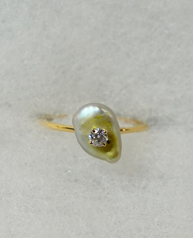 （SV）Thalatta stone ring  Pearl×Moissanite