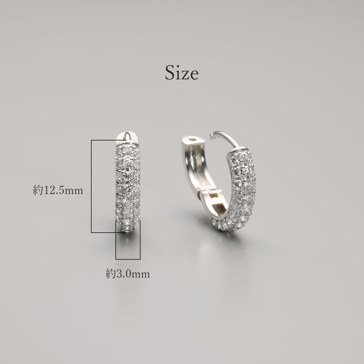 K18ホワイトゴールド パヴェダイヤモンド フープピアス（直径約13mm