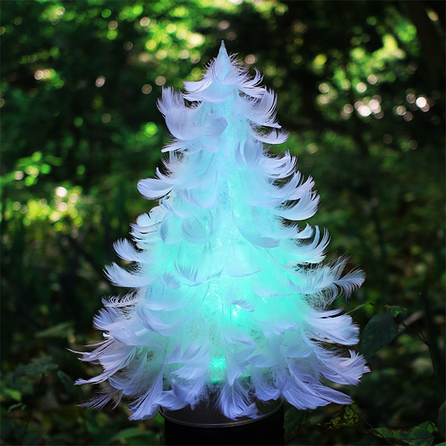 【７色に光る羽ツリー】テーブルサイズ LEDライト付き完成品 feather tree light 004