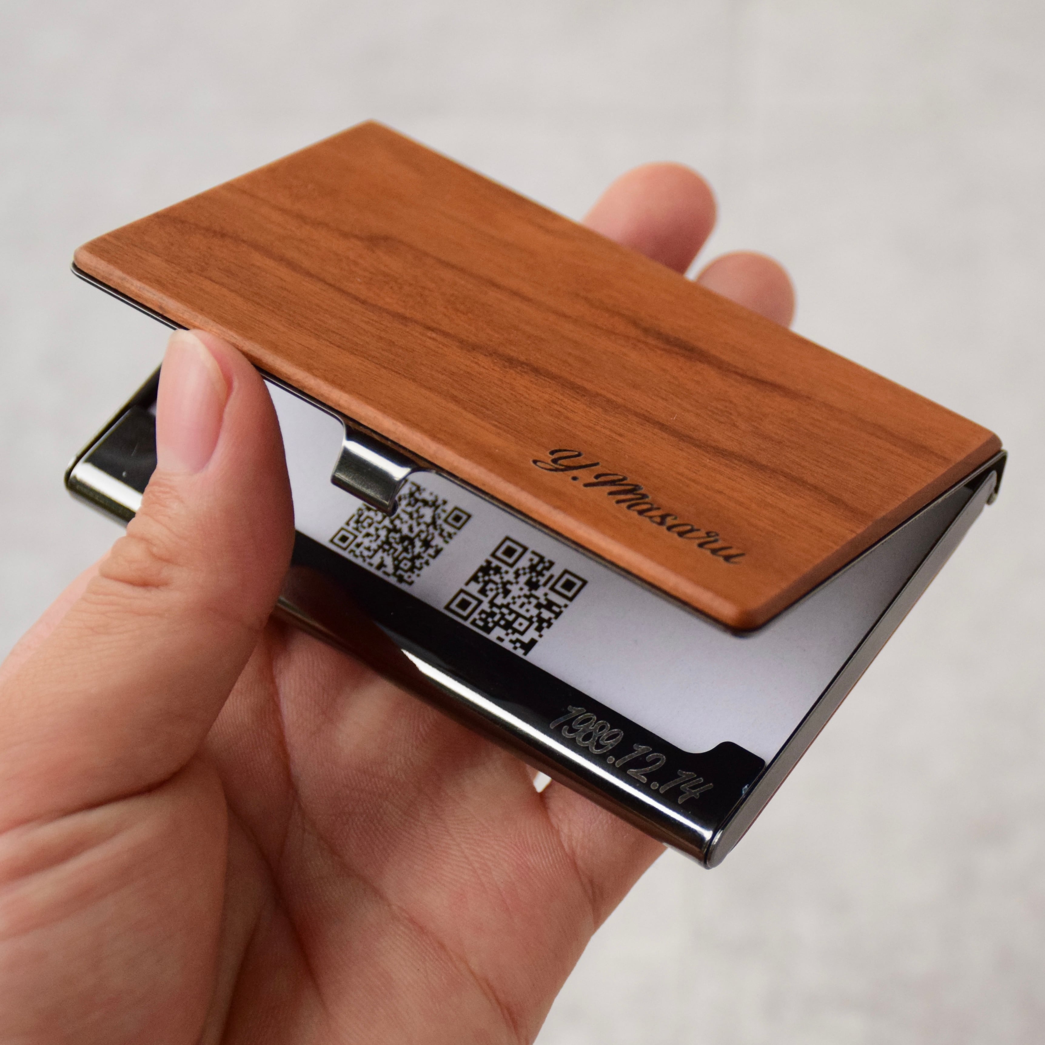 銘木 名刺入れ カードケース 天然木 Card Case ステンレス | MEGURI