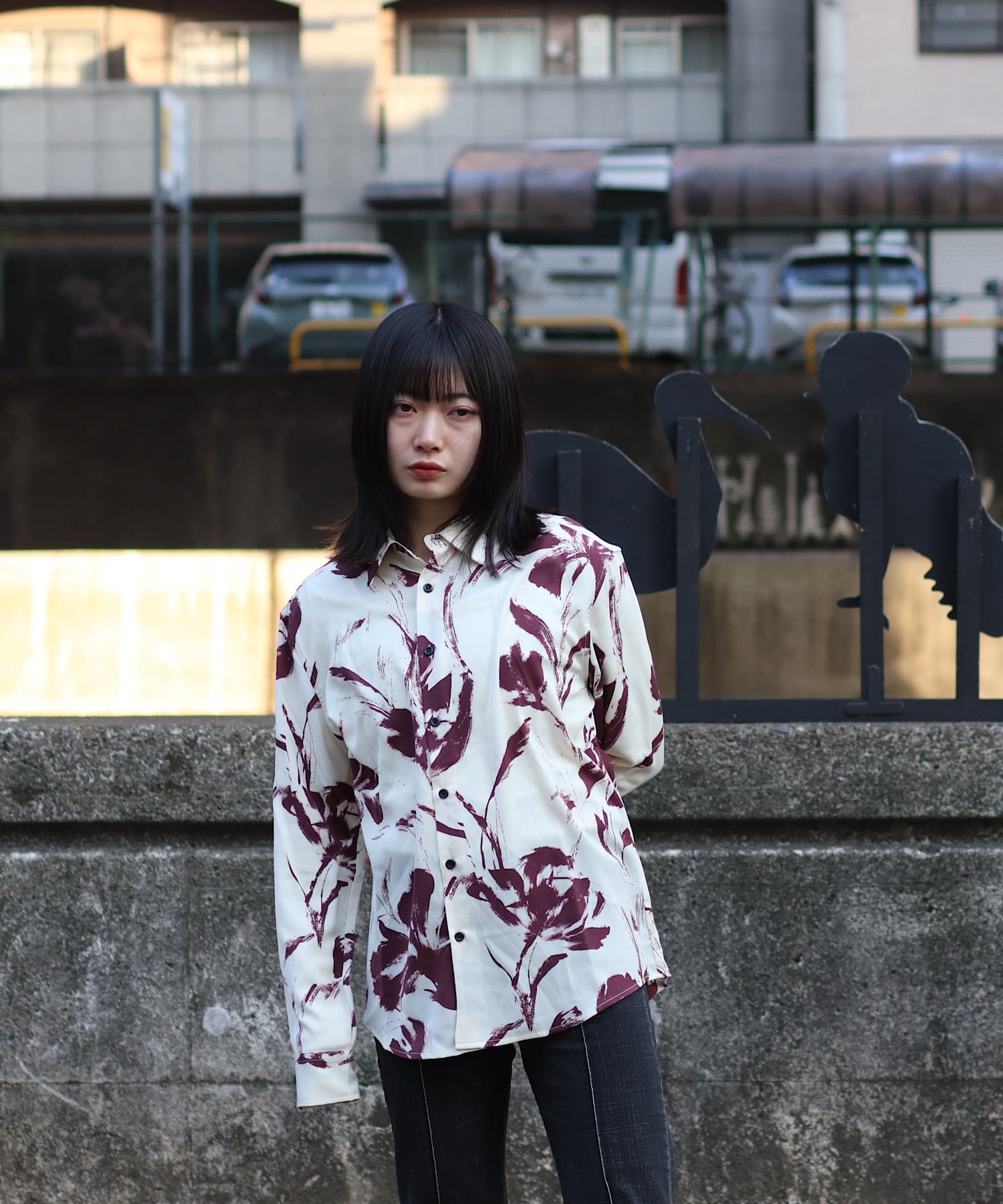 Revertical Printed long-sleeved regular collar shirt (6) RV9272