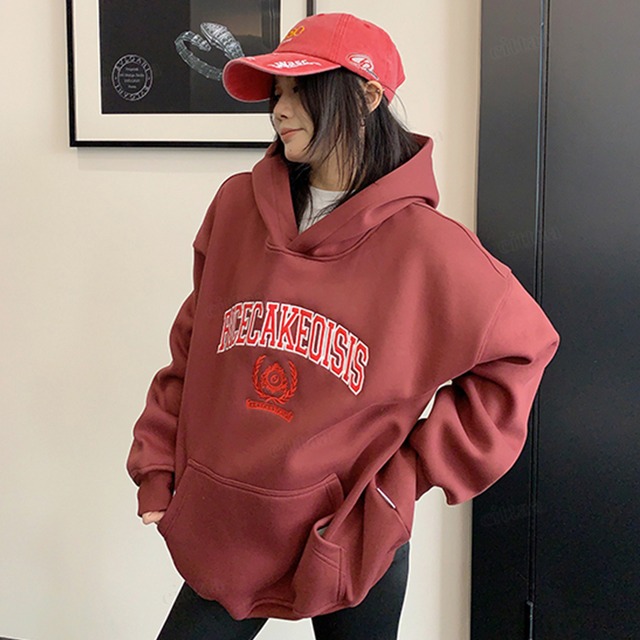 ★予約★D-820　2026新作♡RICECAKEカレッジロゴフーディー　レッド