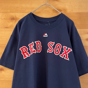 【majestic】未使用品 MLB レッドソックス Tシャツ アーチロゴ BOSTON REDSOX ナンバリング メジャーリーグ US古着 アメリカ古着