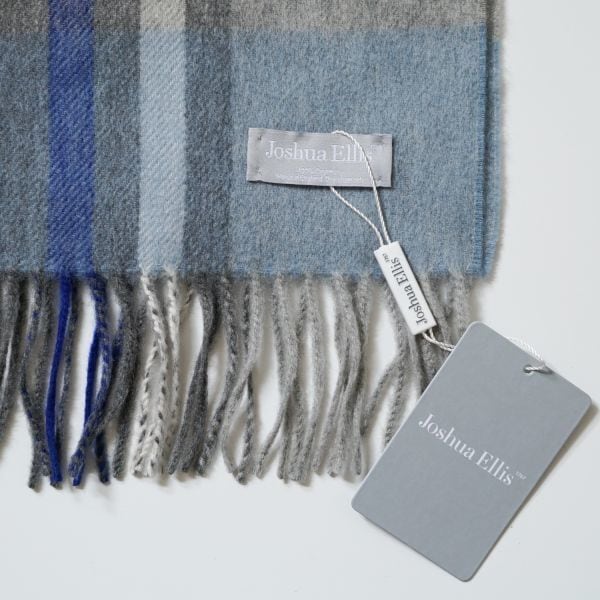 ジョシュアエリス Joshua Ellis カシミヤ大判ストール 水色 グレー
