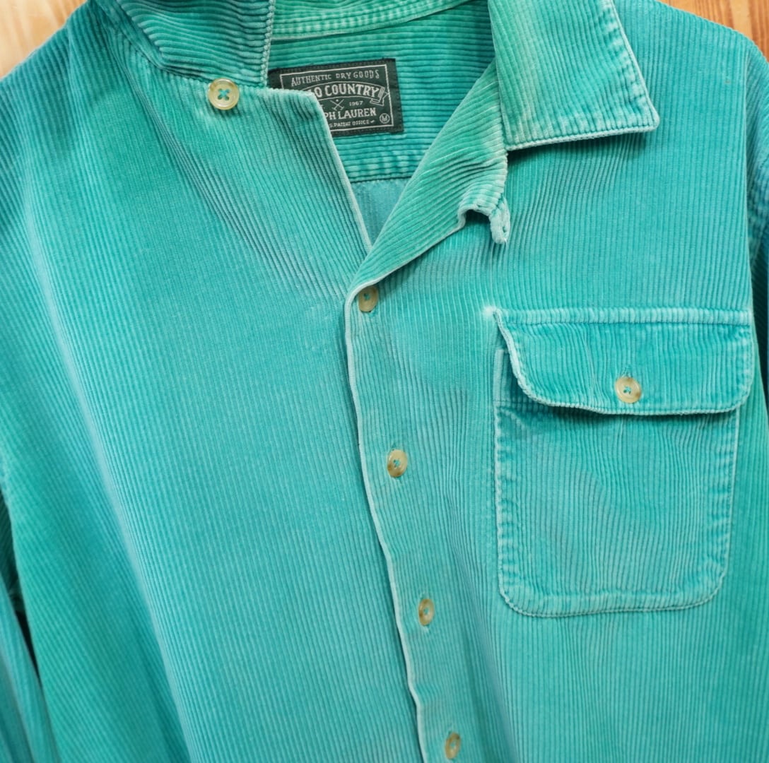 80s90s polocountry ralphlauren コーデュロイ オープンカラーシャツ M
