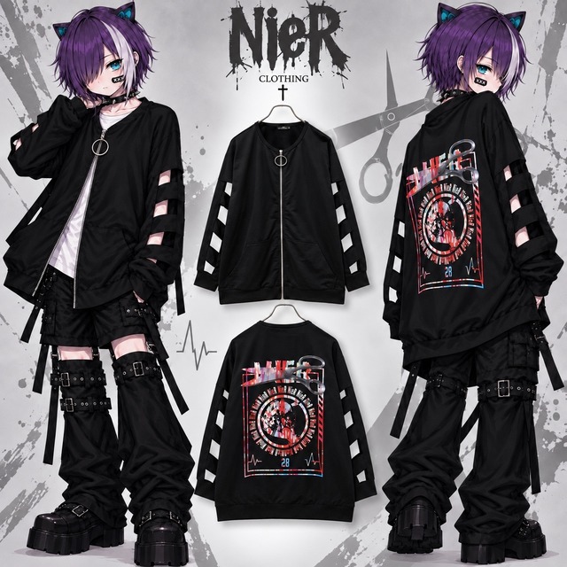 CRUSH SLEEVE ZIP OUTER【scissors】
