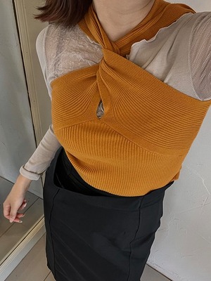Multiway Rib Knit Top & Skirt /  2SET / YELLOW