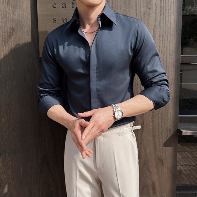 ロングスリーブカラーシャツ（4color） Ｍ0720