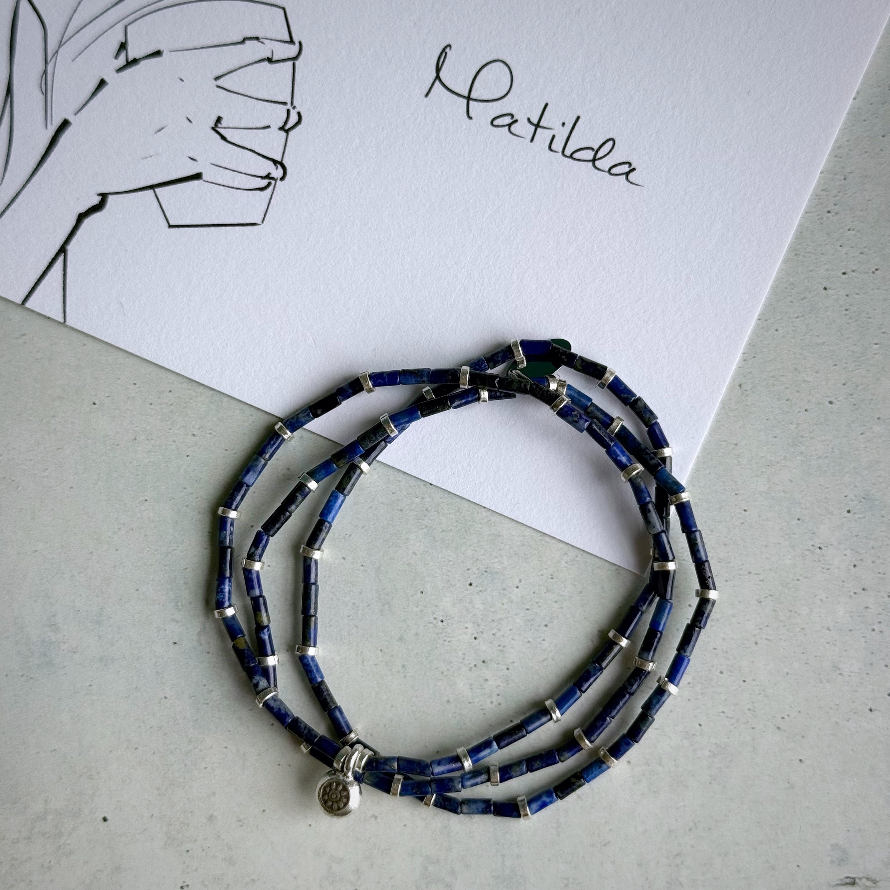 【再販】2way bracelet(ラピスラズリ×カレンシルバー)