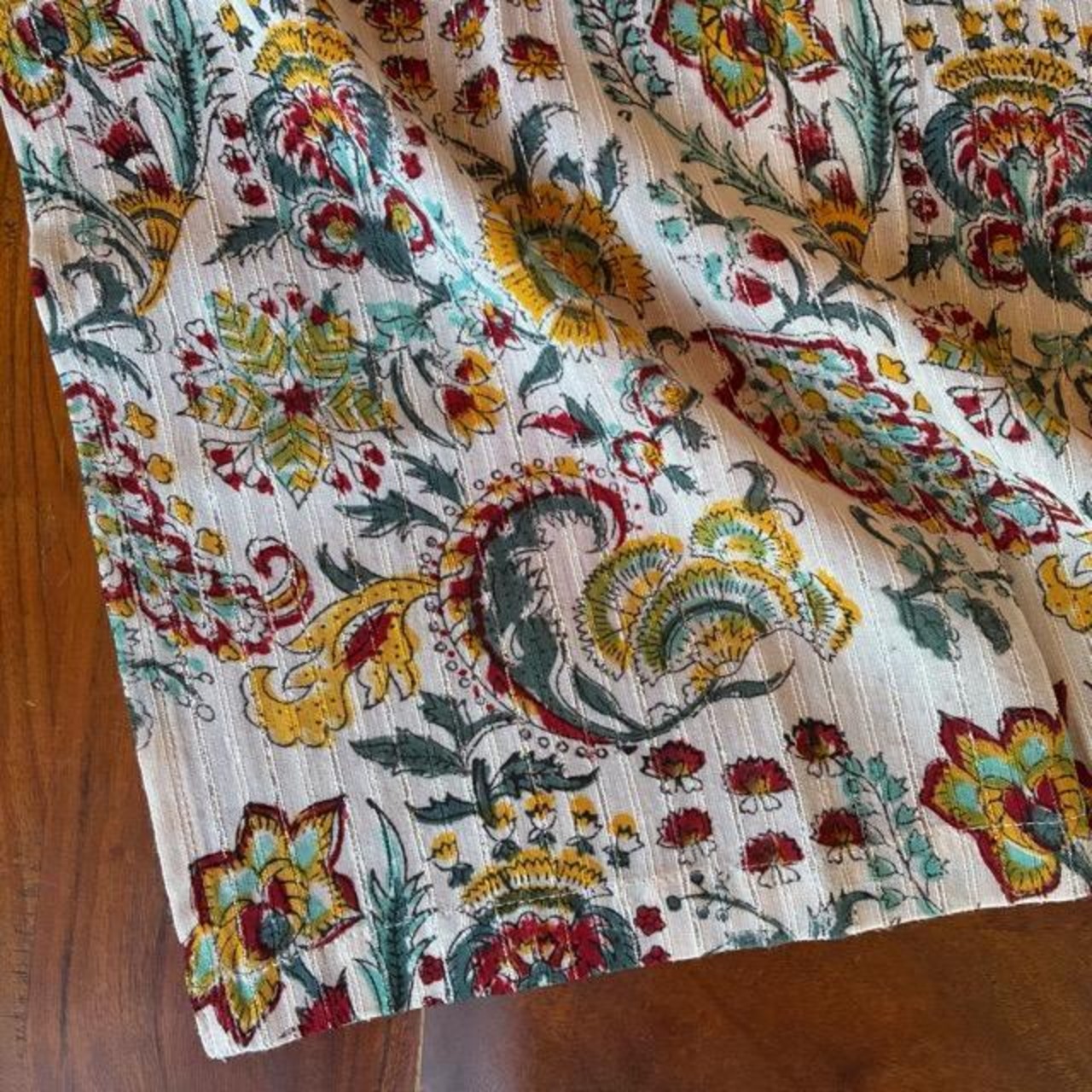 India Rapid Print Lurex Curtain, White, 100x180cm, Room Divider, Noren, Block Print, Lace Curtain