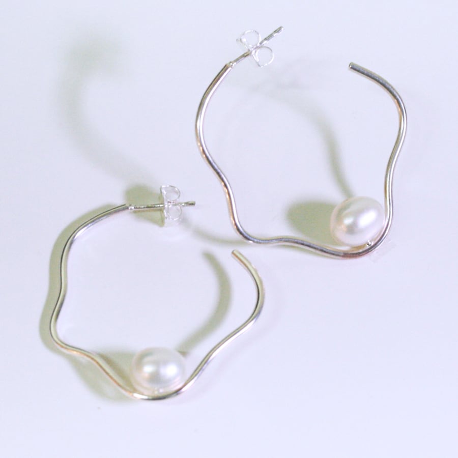 Silver925/淡水パールフープピアス | migknot Silver925/淡水パールフープピアス | migknot