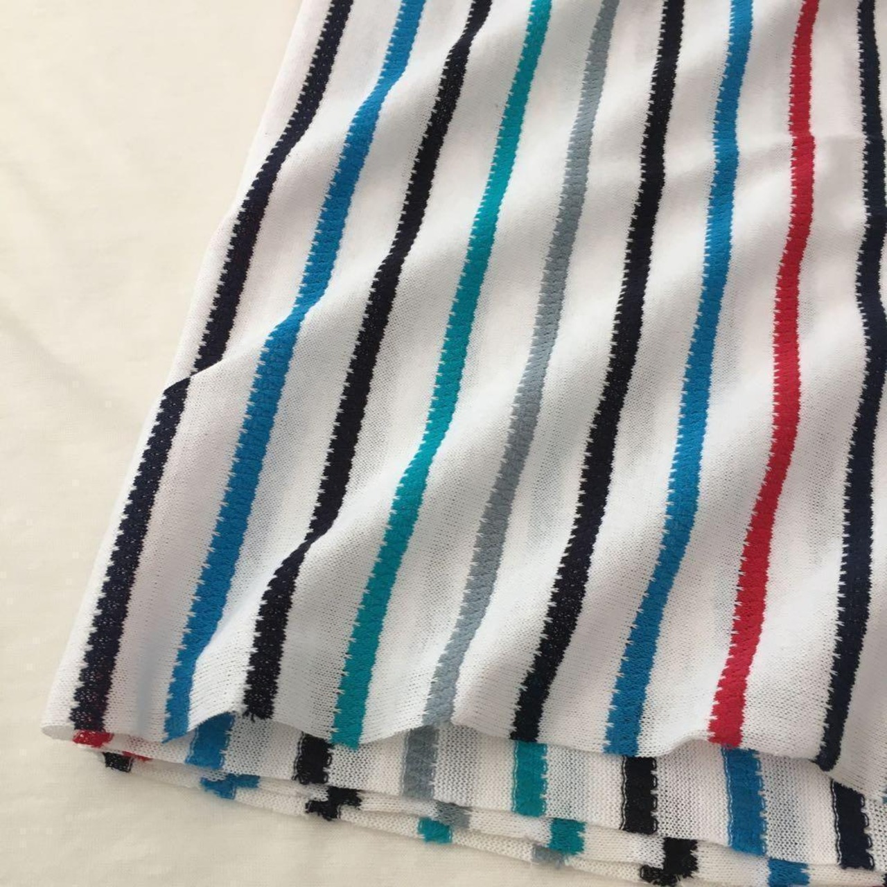 綿ポリ混特殊ドットボーダーニット生地-1m-curl tricot　KX/6799